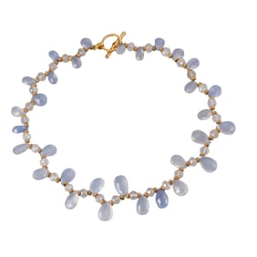 Jaded 18k Gold Chalcedony Toggle Necklace
