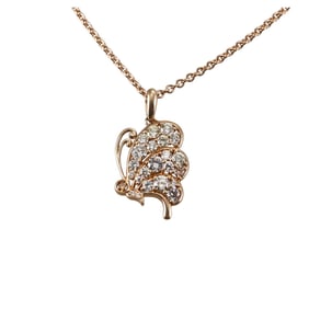 14k Gold 1.72ctw Diamond Butterfly Pendant Necklace