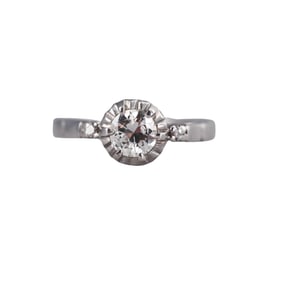Mid Century Platinum Diamond Engagement Ring