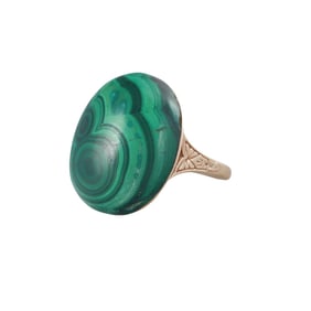Antique Victorian 14k Gold Malachite Ring