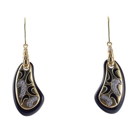 Asch Grossbardt Onyx Diamond Gold Earrings