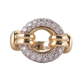 David Webb Gold Platinum Diamond Halo Ring