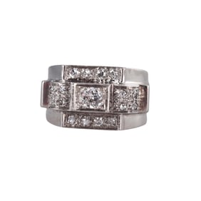 Retro Mid Century Platinum Diamond Ring