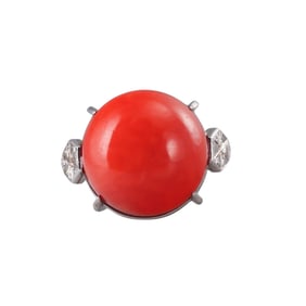Platinum Coral Diamond Cocktail Ring