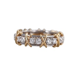 Tiffany & Co Schlumberger Sixteen Stone 18k Gold Platinum Diamond Ring