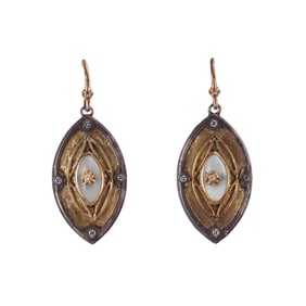 Sterling Silver Gold Diamond Drop Earrings