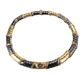 Faraone Italian 18k Gold Yellow Sapphire Necklace