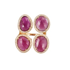 18k Gold 11.26ctw Pink Tourmaline Diamond Cocktail Ring