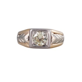 Mid Century 14k Gold Diamond Men's Ring