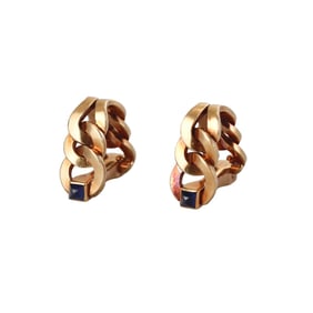 Cartier Vintage 18k Gold Sapphire Stirrup Cufflinks