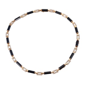 Van Cleef & Arpels France 1960s 18k Gold Onyx Necklace Bracelet Suite
