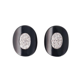 Van Cleef & Arpels 1960s 18k Gold Onyx Diamond Cocktail Earrings