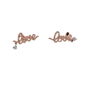 Casa Reale 18k Rose Gold Diamond Love Stud Earrings