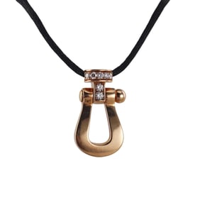 Fred Force 10 Yellow Gold Diamond Pendant Cord Large Model Necklace