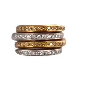 18k Two Tone Gold Diamond Puzzle Ring Set
