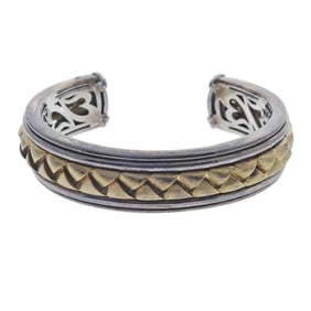 Scott Kay 18k Gold Silver Woven Cuff Bracelet