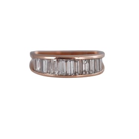 18k Rose Gold Diamond Stirrup Square Shank Ring