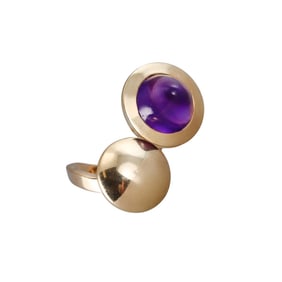 1970s Modernist 18k Gold Amethyst Ring