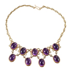 18k Gold Amethyst Diamond Snake Necklace