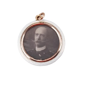 Henrik Wigstrom Antique Russian 14k Gold Guilloche Enamel Portrait Pendant