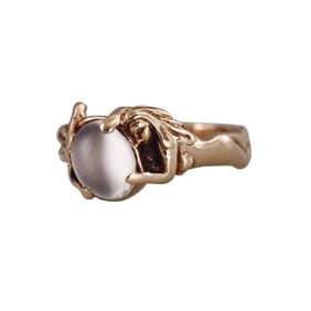 Art Nouveau 14k Gold Moonstone Nymph Ring