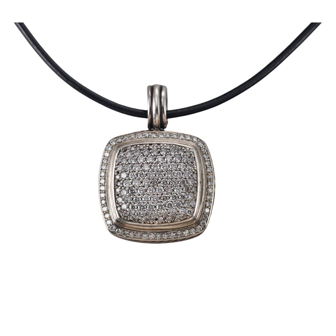 David Yurman Larger Albion Silver Diamond Pendant Enhancer (1 of 4)