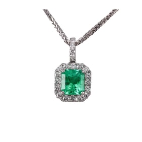 2.77ct Gubelin Certified No Treatment Colombian Emerald Diamond 18k Gold Pendant Necklace