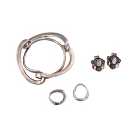Georg Jensen Sterling Silver Ring Pendant Bracelet Earrings Lot of 4