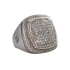 David Yurman Large Albion 1.53ctw Diamond Silver Ring