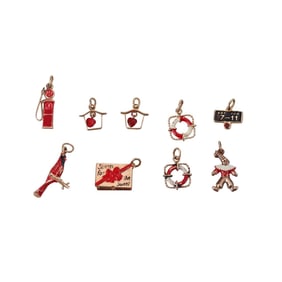 Vintage 14k Gold Enamel Multi Charm Lot of 9