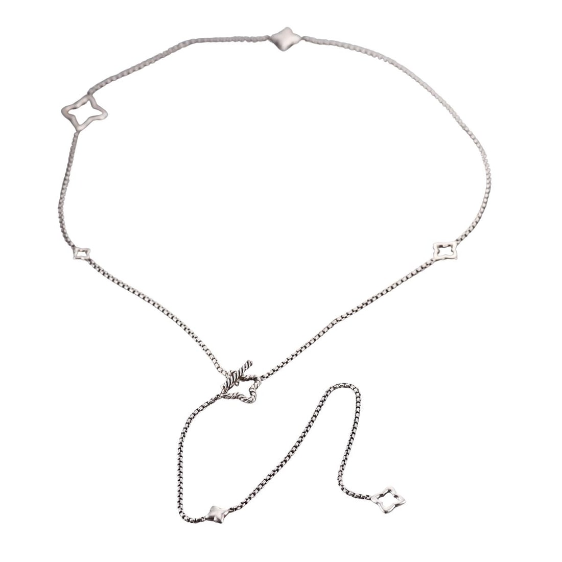 David Yurman Sterling Silver Quatrefoil Box Chain Necklace (1 of 4)