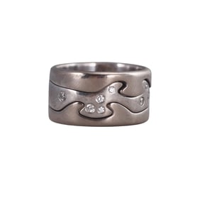 Georg Jensen Fusion 18k Gold Diamond Puzzle Ring Set of 3