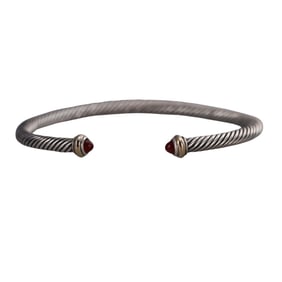 David Yurman Sterling Silver Gold Carnelian Classic Cable Cuff Bracelet