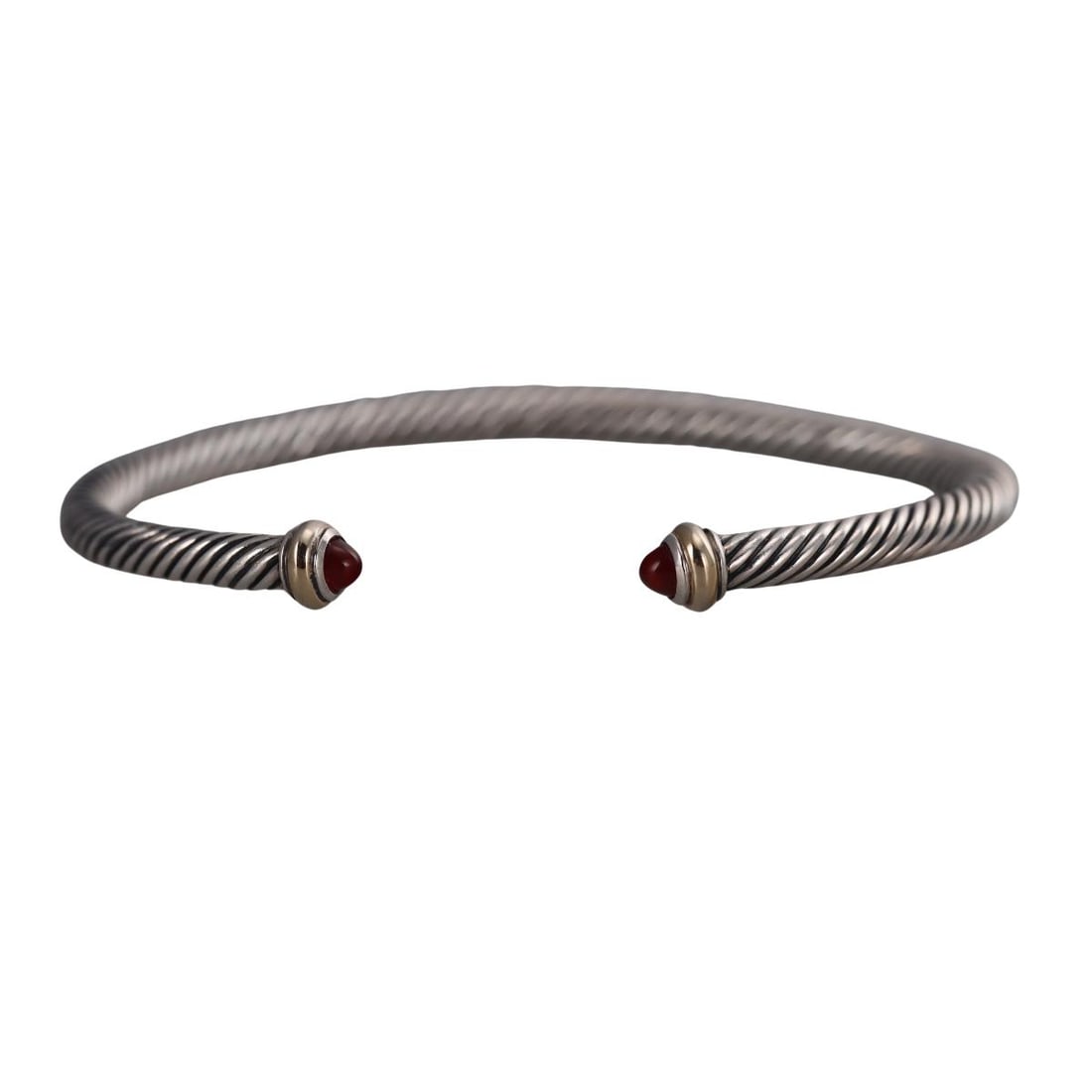 David Yurman Sterling Silver Gold Carnelian Classic Cable Cuff Bracelet (1 of 4)
