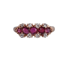 Antique Victorian 14k Gold Diamond Ruby Ring