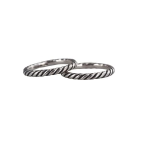 David Yurman Sterling Silver Band Ring Set of 2