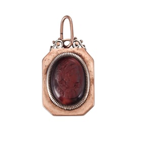 Antique Gold Tiger's Eye Cameo Locket Pendant