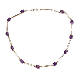 Antique English 9k Gold Amethyst Necklace
