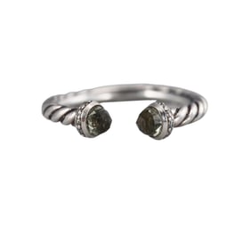 David Yurman Sterling Silver Prasiolite Diamond Classic Cuff Ring