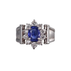1.59ct Sapphire Diamond Platinum Ring