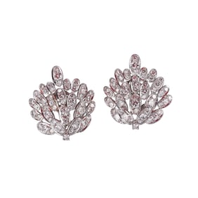 Mid Century Platinum 6.50ctw Diamond Earrings