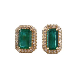 18k Yellow Gold Diamond Emerald Toi Et Moi Ring