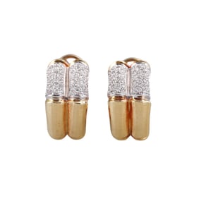 18k Gold Diamond Bamboo Hoop Earrings