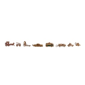 Vintage 14k Gold Car Carriage Charm Lot of 8