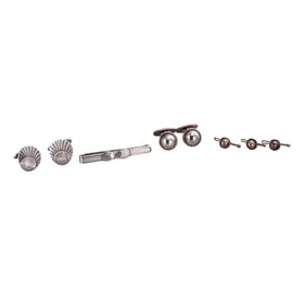 Georg Jensen Sterling Silver Cufflinks Studs Set Tie Bar Lot No. 66 44D 72