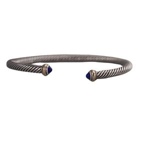 David Yurman Sterling Silver Gold Lapis Classic Cuff Bracelet