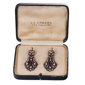 14k Gold Silver Diamond Sapphire Drop Earrings