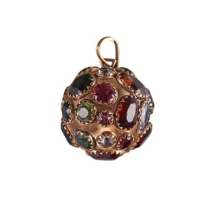 Mid Century 18k Gold Multi Gemstone Charm Pendant