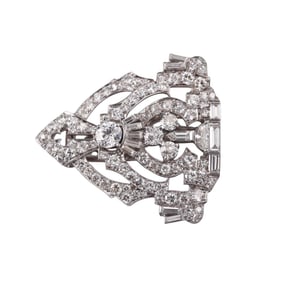 Art Deco Platinum 4.00ctw Diamond Brooch Pin