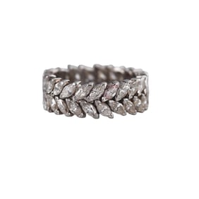 Platinum 3.20ctw Marquise Diamond Eternity Wedding Band Ring